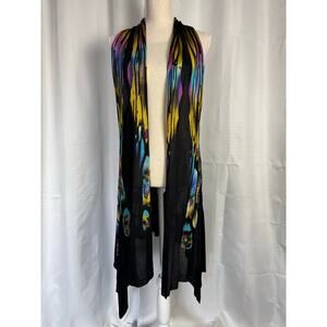 ADORE Sheer Duster Vest XL Abstract Print Lightweight Open Front